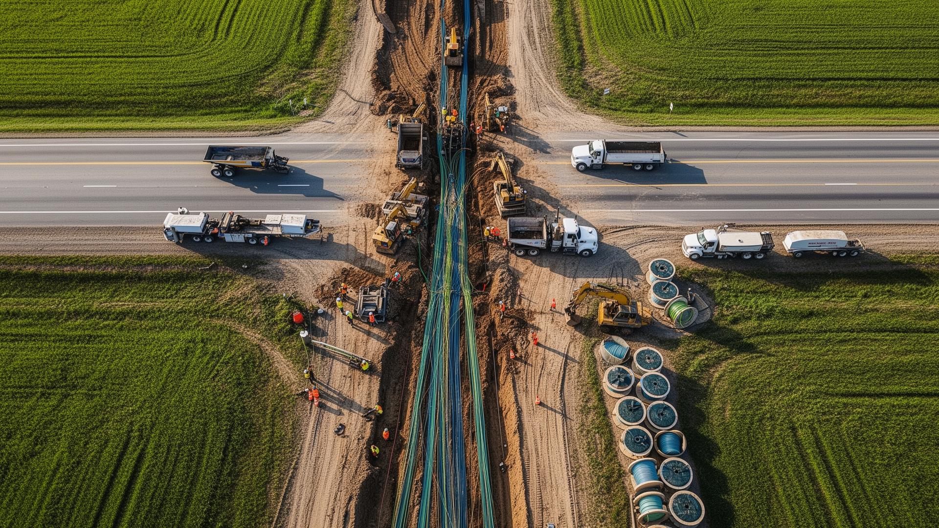 Aerial fiber installation crew